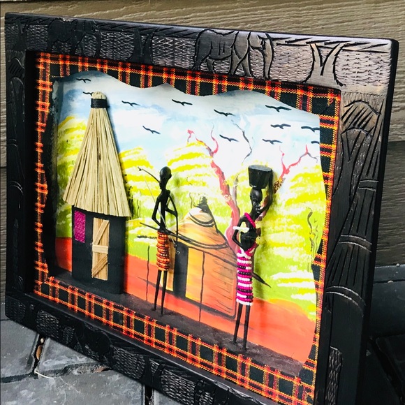 Glass Framed 3D Handmade African Wall Decor - Picture 3 of 4